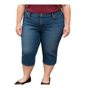Faded Glory Womens Blue Denim Capri Jeans Stretch Mid-Rise Size 20W